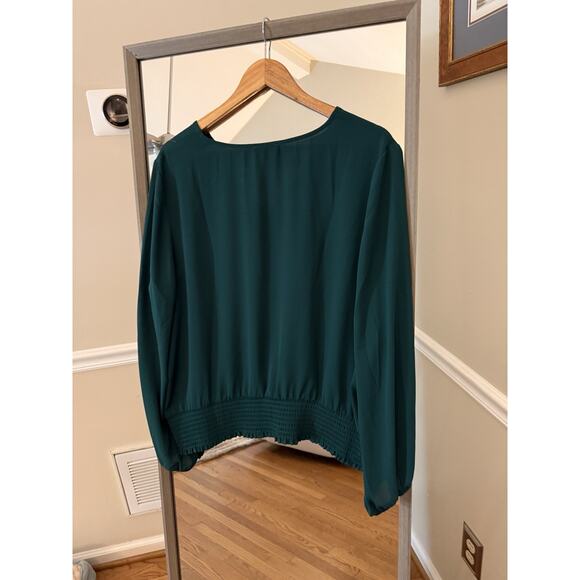 1.State Women's Cypress Green V-Neck Long Sleeve Blouse XXL - Picture 3 of 6